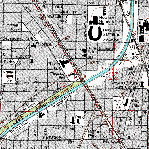 Topographic Map of Kingsley Elementary School, IL