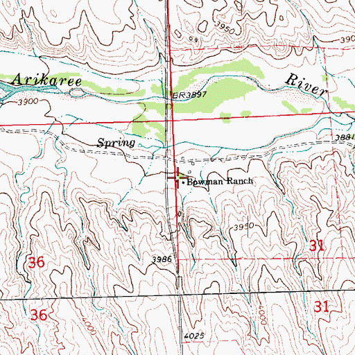 Topographic Map of Bowman Ranch, CO