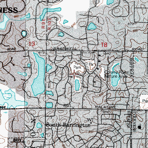Topographic Map of Kingston Park, IL