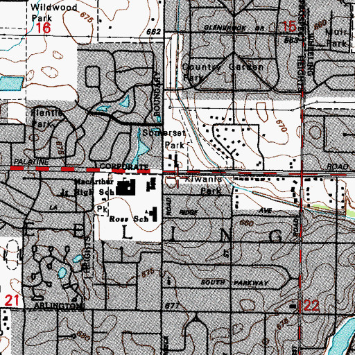 Topographic Map of Kiwanis Park, IL