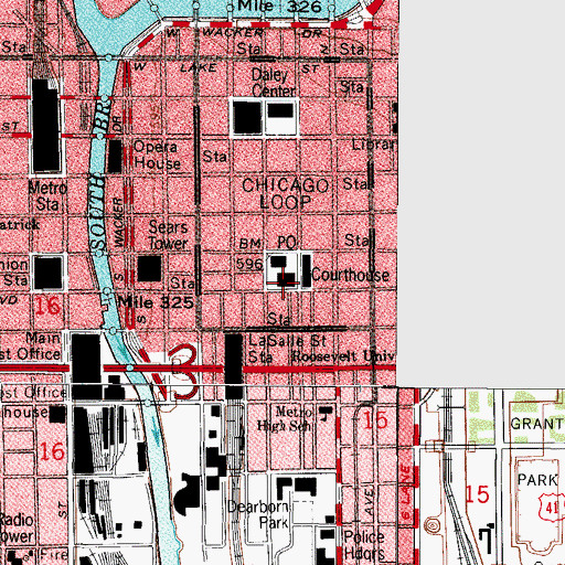 Topographic Map of Kluczynski Federal Building, IL