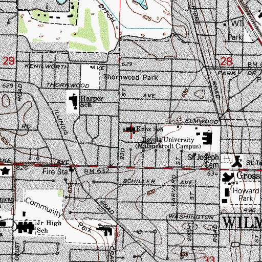 Topographic Map of Knox Elementary School, IL