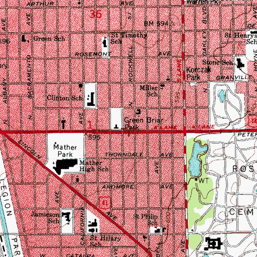 Topographic Map of Korean Audio - Visual Mission of America, IL