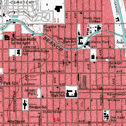 Topographic Map of Korean Bethany United Presbyterian Church, IL
