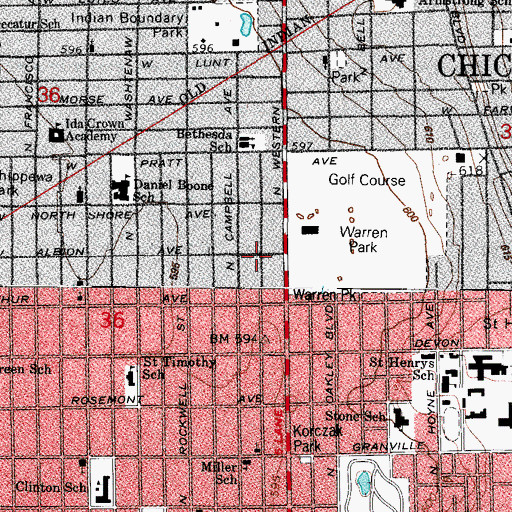 Topographic Map of Korean Central Covenant Church, IL