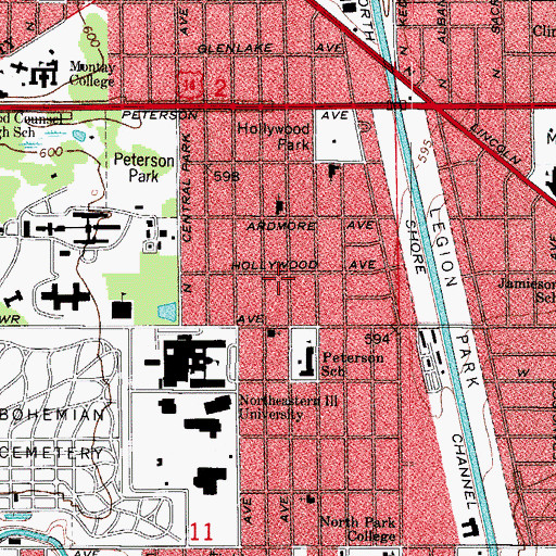 Topographic Map of Korean Evangelical Covenant Church of Chicago, IL