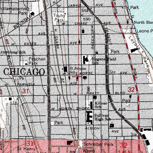 Topographic Map of Korean United Presbyterian Church, IL