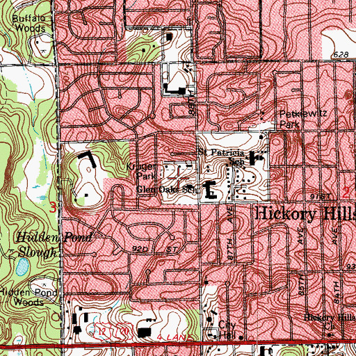 Topographic Map of Kruger Park, IL
