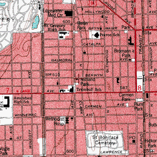 Topographic Map of Mac Daniels Beauty School, IL