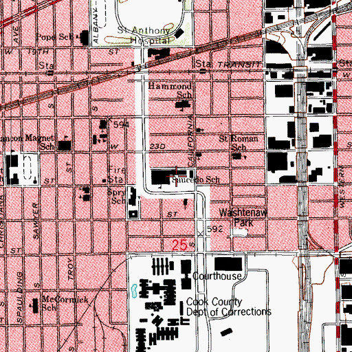 Topographic Map of Madero School, IL