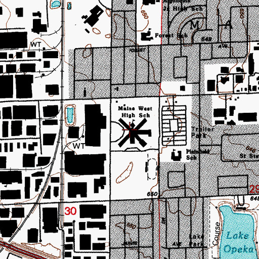 Topographic Map of Maine West High School, IL