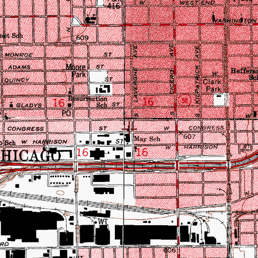 Topographic Map of Mandell United Methodist Church, IL