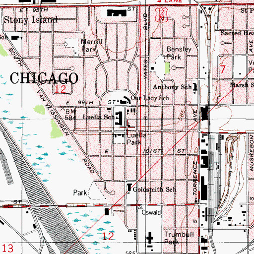 Topographic Map of Manor Community Church, IL