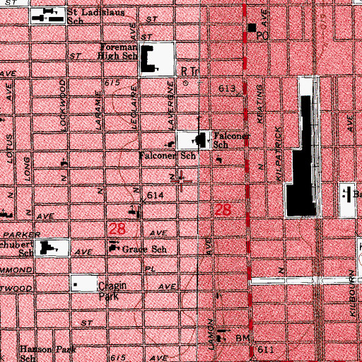 Topographic Map of Maplewood Bible Baptist Church, IL