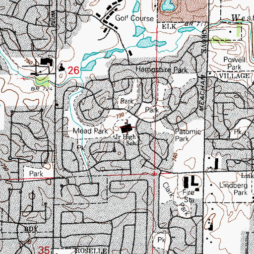 Topographic Map of Maragret Mead Junior High, IL