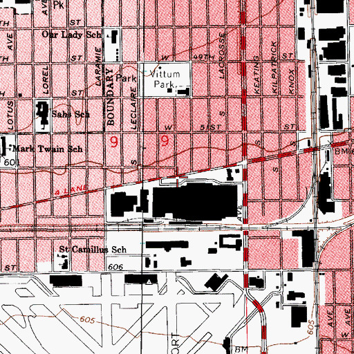 Topographic Map of Marie Curie Cosmetology School, IL