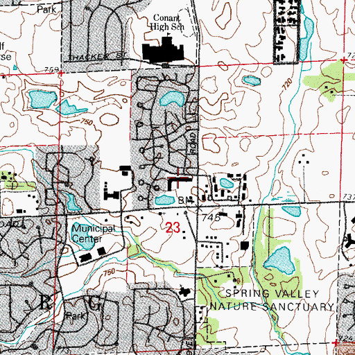 Topographic Map of Market Square Shopping Center, IL