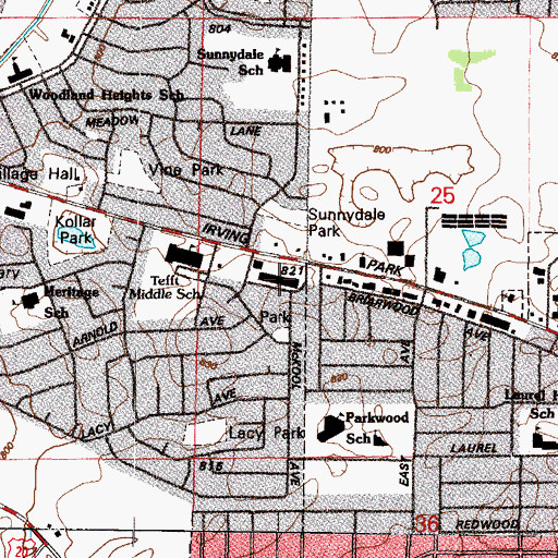 Topographic Map of Market Square Shopping Center, IL