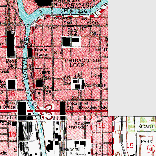 Topographic Map of Marquette Building, IL