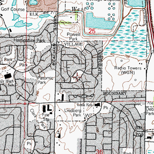 Topographic Map of Marsh Park, IL