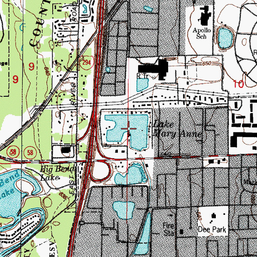 Topographic Map of Lake Mary Anne, IL
