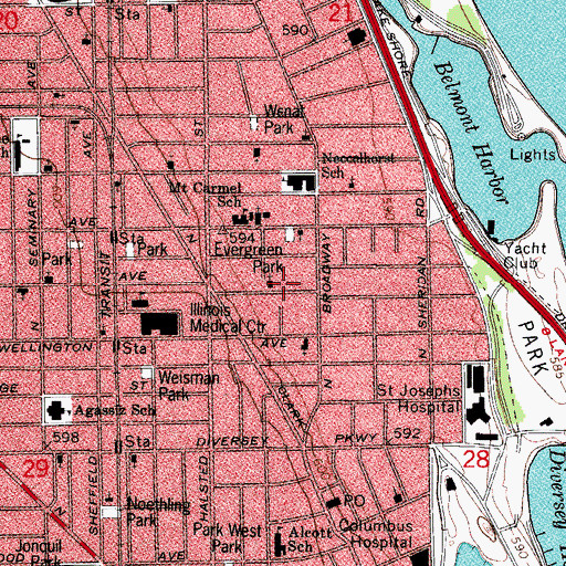 Topographic Map of Mary Hall (historical), IL