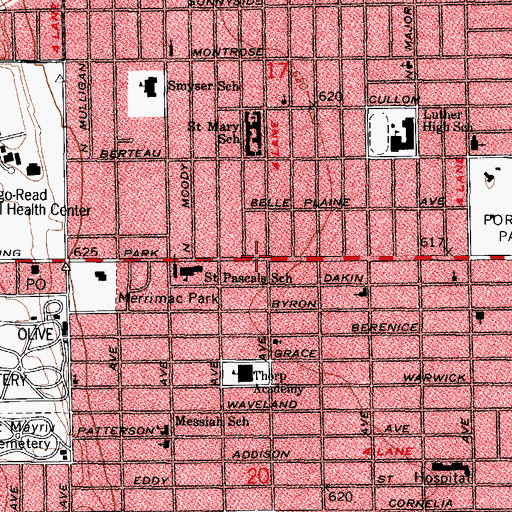 Topographic Map of Mary Lous Academy of Movement, IL