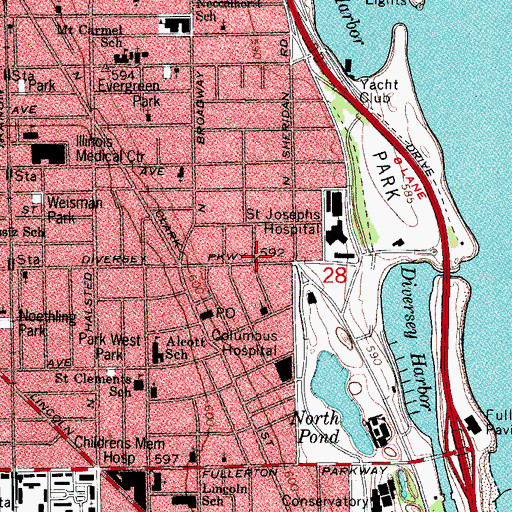Topographic Map of Mary Meyer School, IL