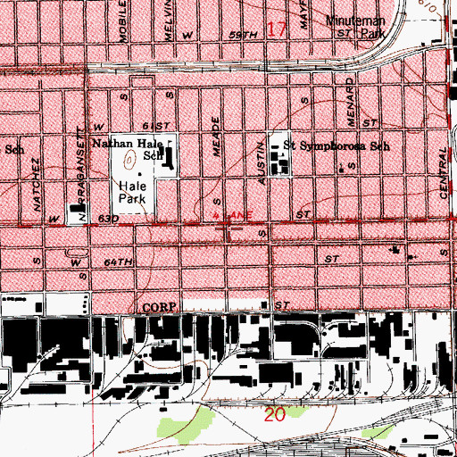 Topographic Map of Mary Roberts School of Beauty Culture, IL