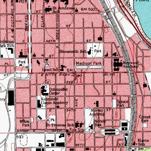 Topographic Map of Mason House, IL