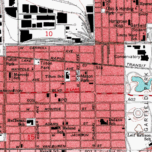 Topographic Map of Mason Park, IL