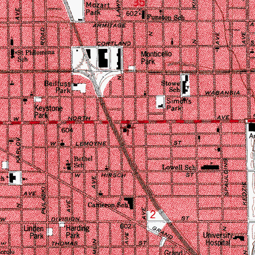 Topographic Map of Maternity of the Blessed Virgin Mary Roman Catholic Church, IL