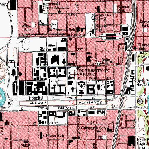 Topographic Map of Max Palevsky Cinema, IL
