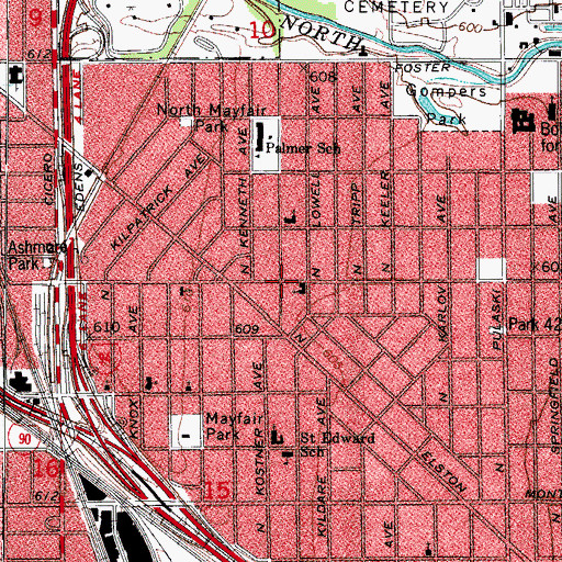 Topographic Map of Mayfair, IL