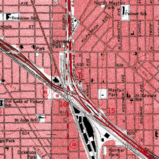 Topographic Map of Mayfair Korean United Methodist Church, IL