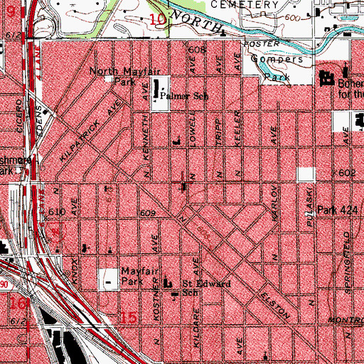 Topographic Map of Mayfair Lutheran Church, IL