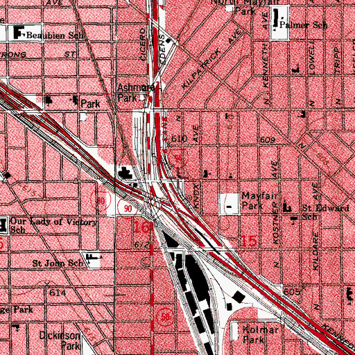 Topographic Map of Mayfair United Methodist Church, IL