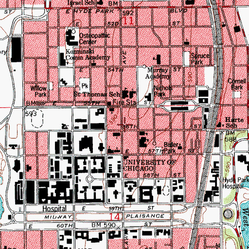 Topographic Map of McCormick Theological Seminary, IL