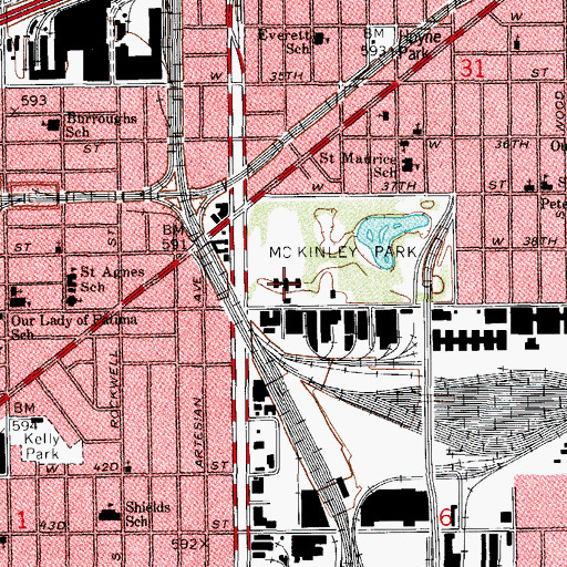 Topographic Map of McKinley Park Field House, IL
