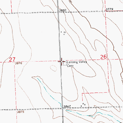 Topographic Map of Lansing Valley Cemetery, CO