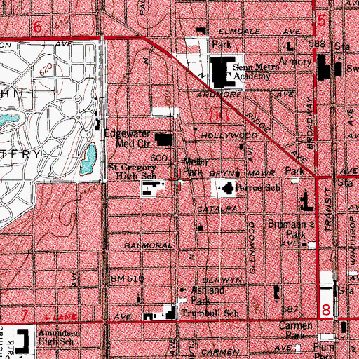 Topographic Map of Mellin Park, IL