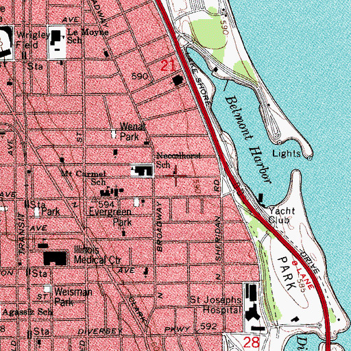 Topographic Map of Melrose School, IL