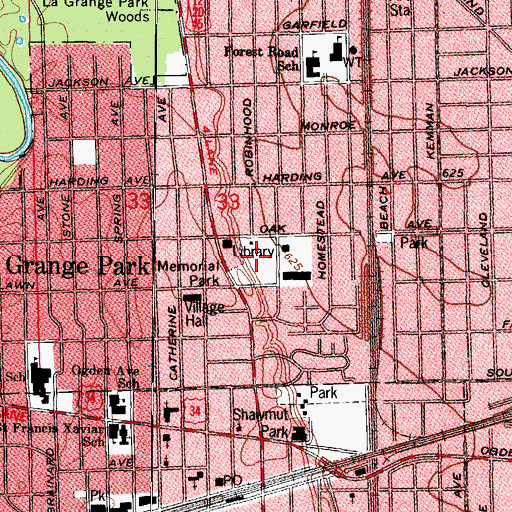 Topographic Map of Memorial Park, IL