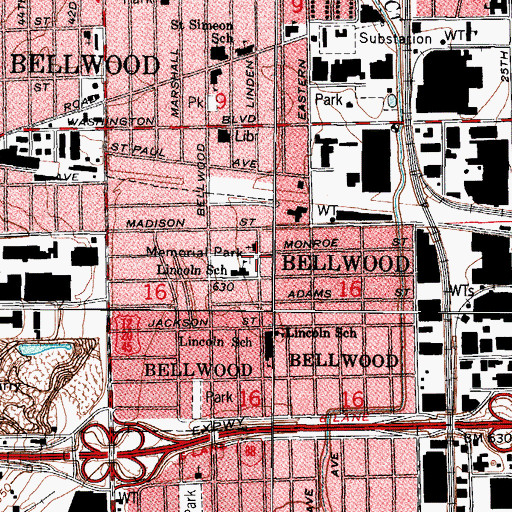 Topographic Map of Memorial Park, IL