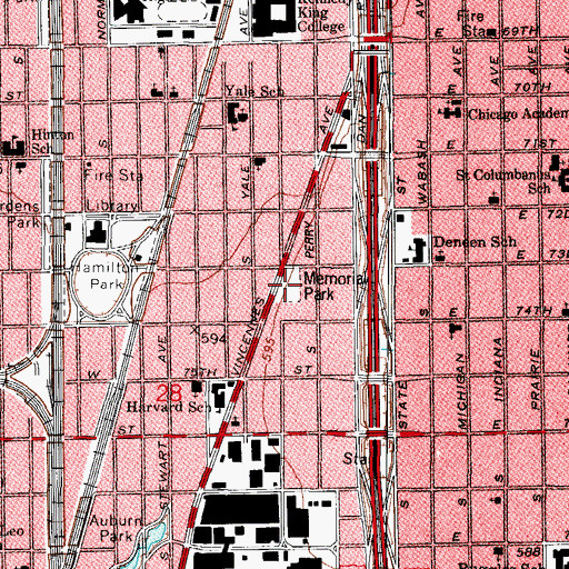 Topographic Map of Memorial Park, IL