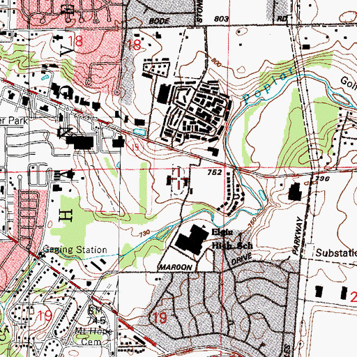 Topographic Map of Memorial Stadium, IL