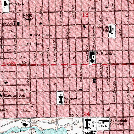 Topographic Map of Merry Go Round Nursery School, IL