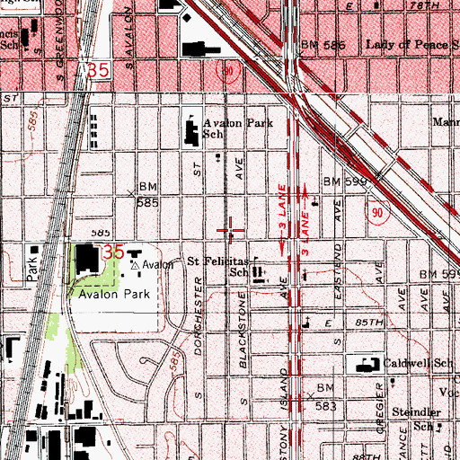 Topographic Map of Messiah and Saint Bartholomew Episcopal Church, IL