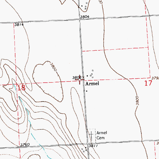 Topographic Map of Armel, CO