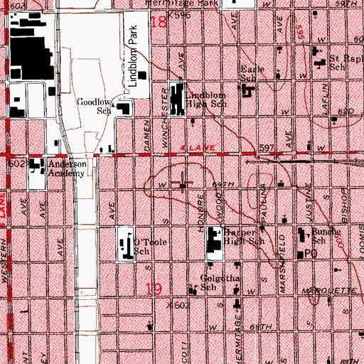 Topographic Map of Messiah Lutheran Church, IL